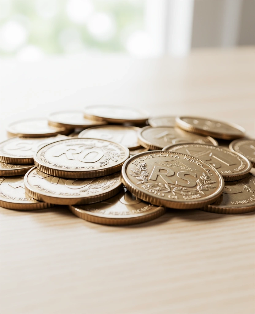 Moedas de Real em foco